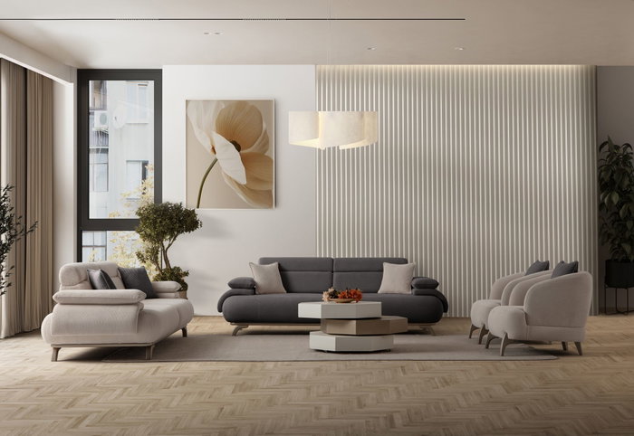 Atelier Del Sofa Bonjo Silver - Anthracite Sofá de 3 Plazas
